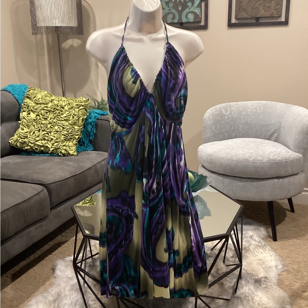 Matty M Multicolor Tie-Dye Halter Dress